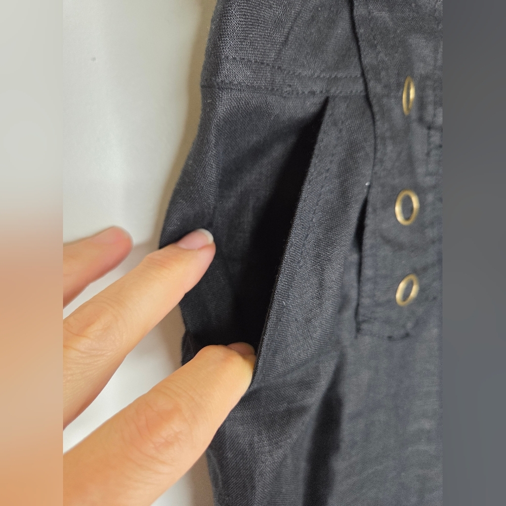VENUS Size 14 The Luna Fit Black Trousers 100% Linen - Picture 5 of 11